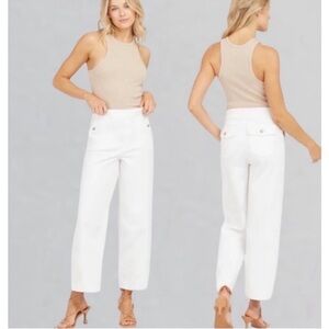 New No Tags Spanx Stretch Twill Cropped Wide Leg White Pants Womens Size XL